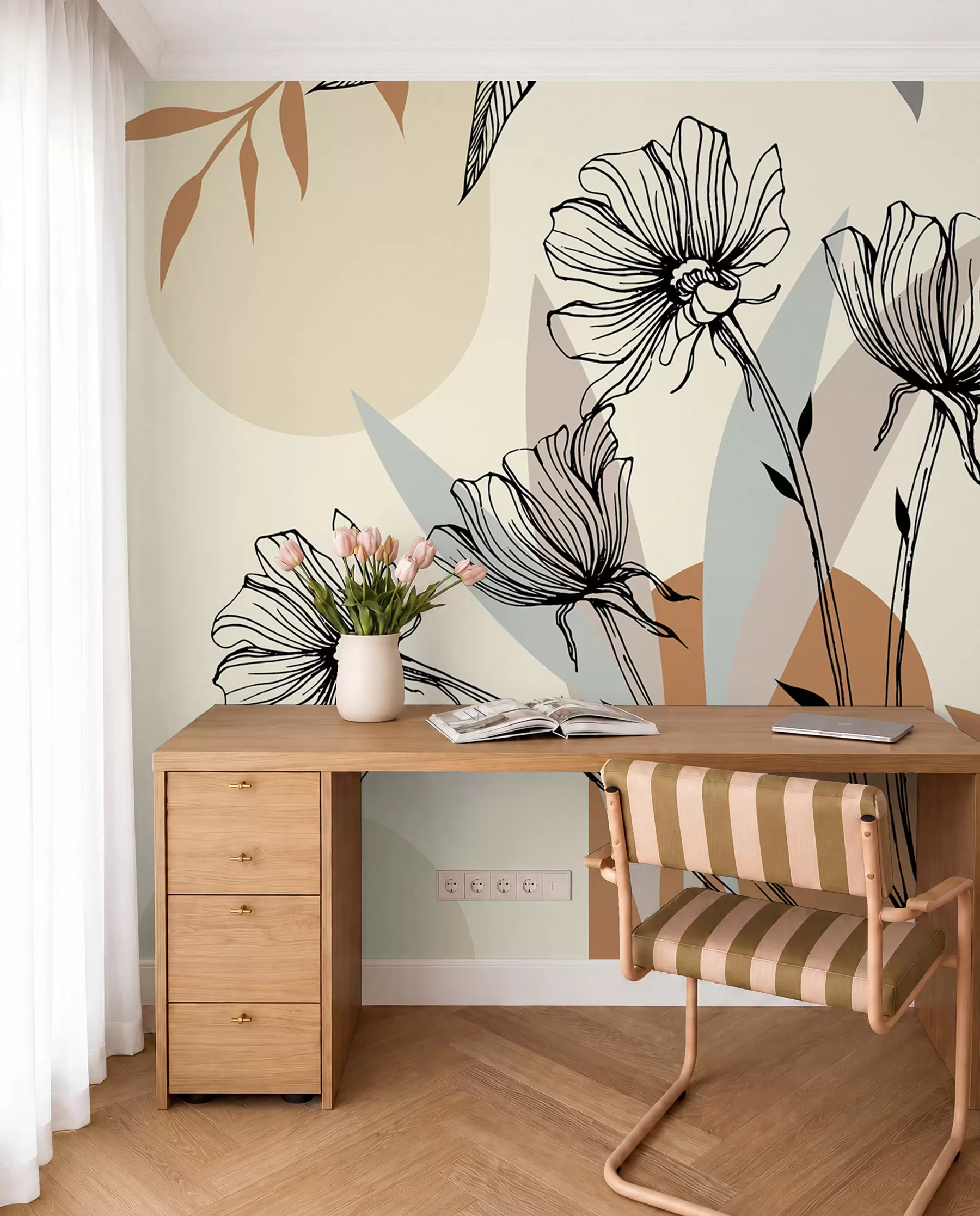 fototapet Trellises populare în stil boho cu flori u97028
