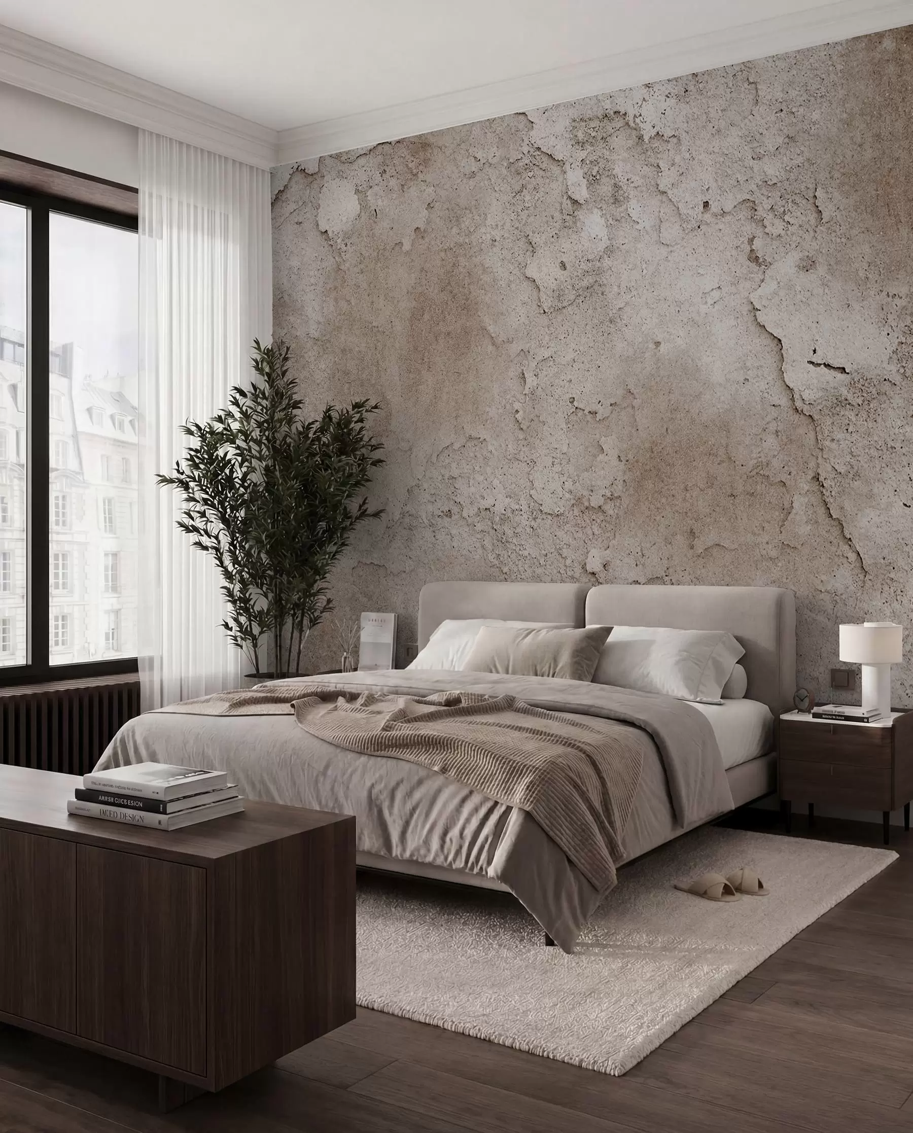 fototapet Perete din beton maro cu margini aspre u97237