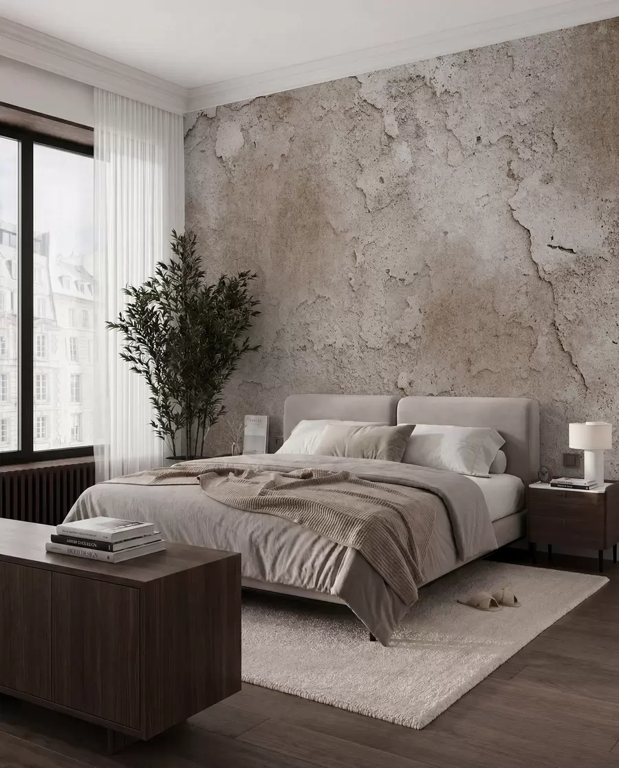 fototapet Perete din beton maro cu margini aspre u97237