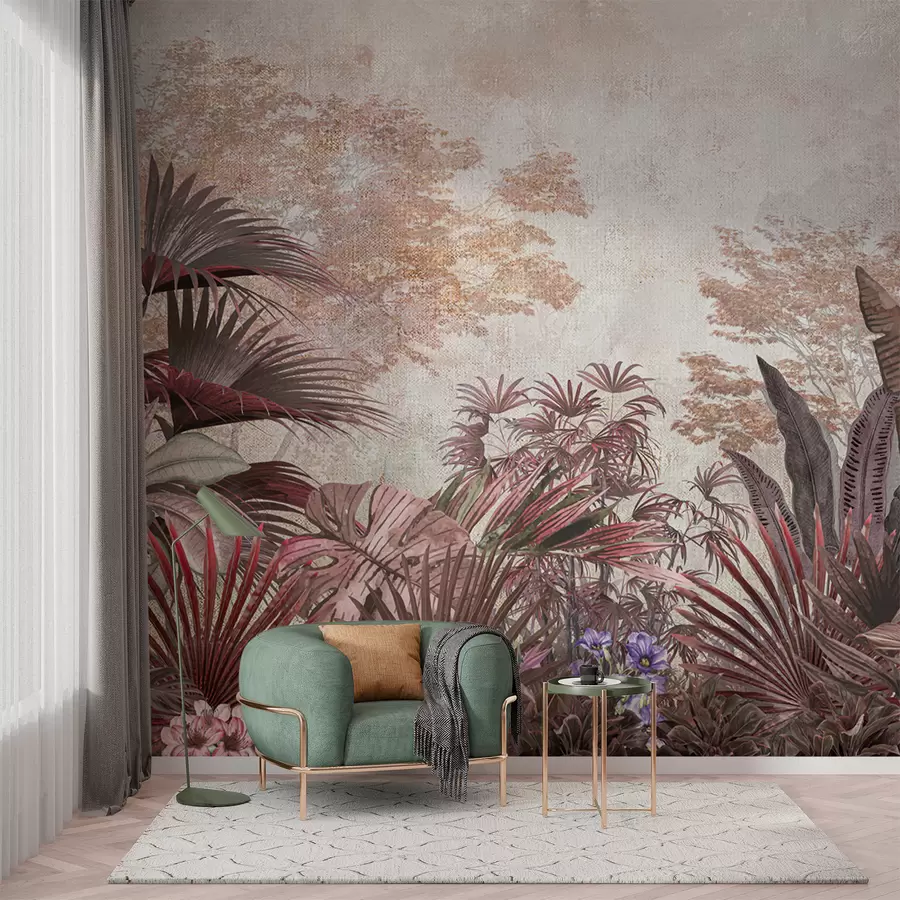 fototapet Ilustrație din tapet tropical de epocă cu frunze exotice de palmier u97104