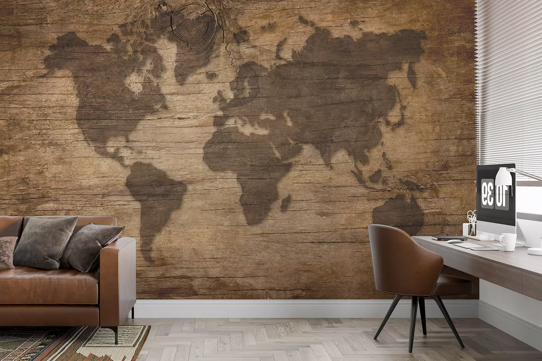 fototapet Harta lumii pe fundal de lemn u96820