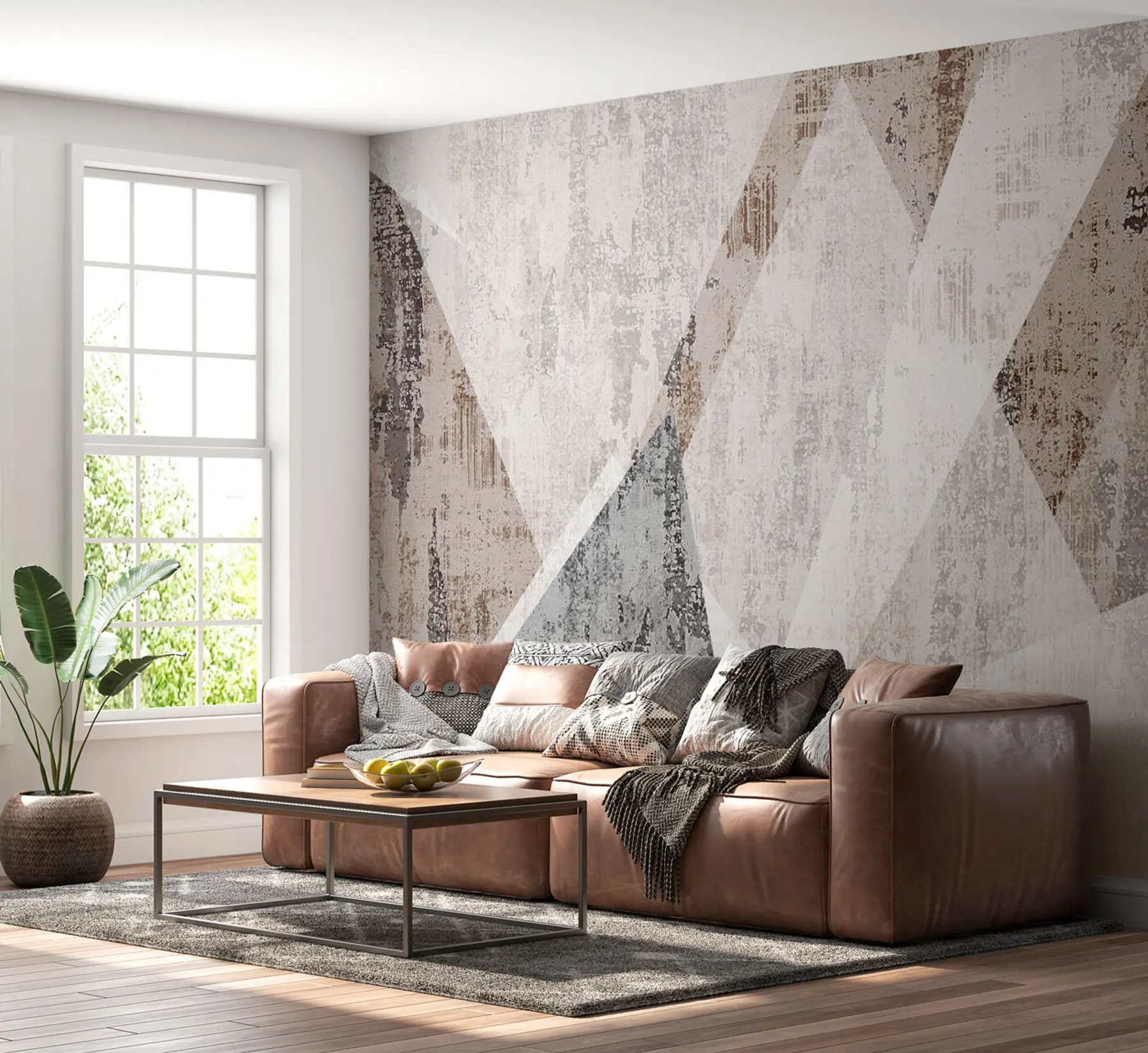 fototapet Forme geometrice moderne de triunghiuri în stilul grunge loft u97203
