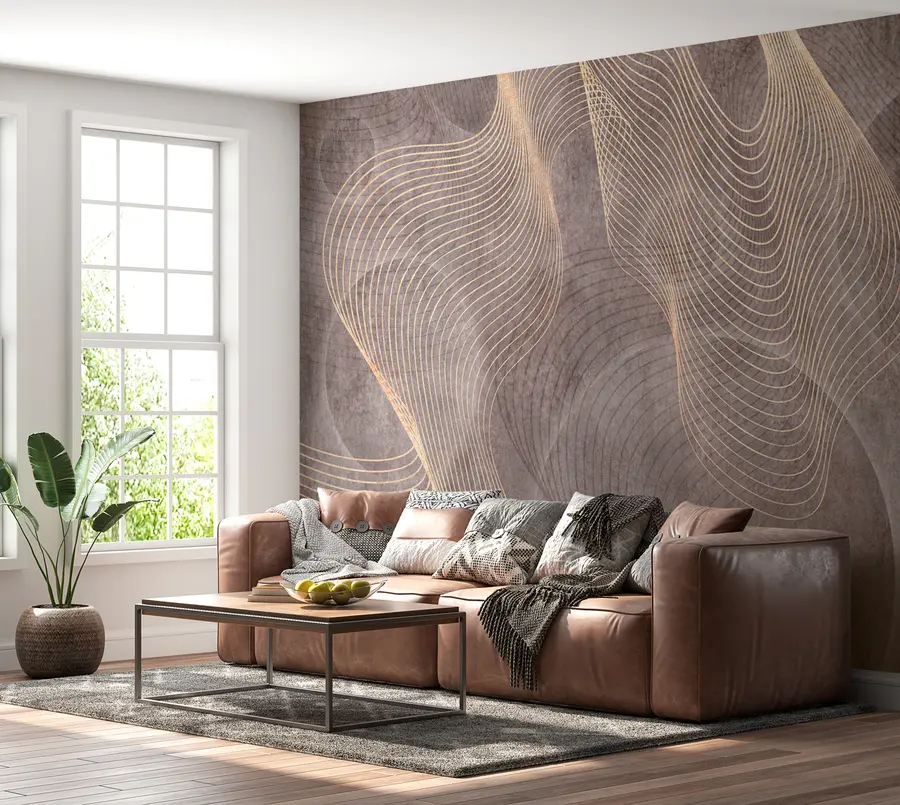 fototapet Linii ondulate în culorile nisip și bej u97469