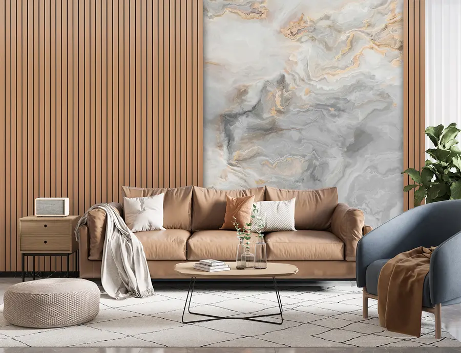 fototapet Lame de lemn cu marmură u97426