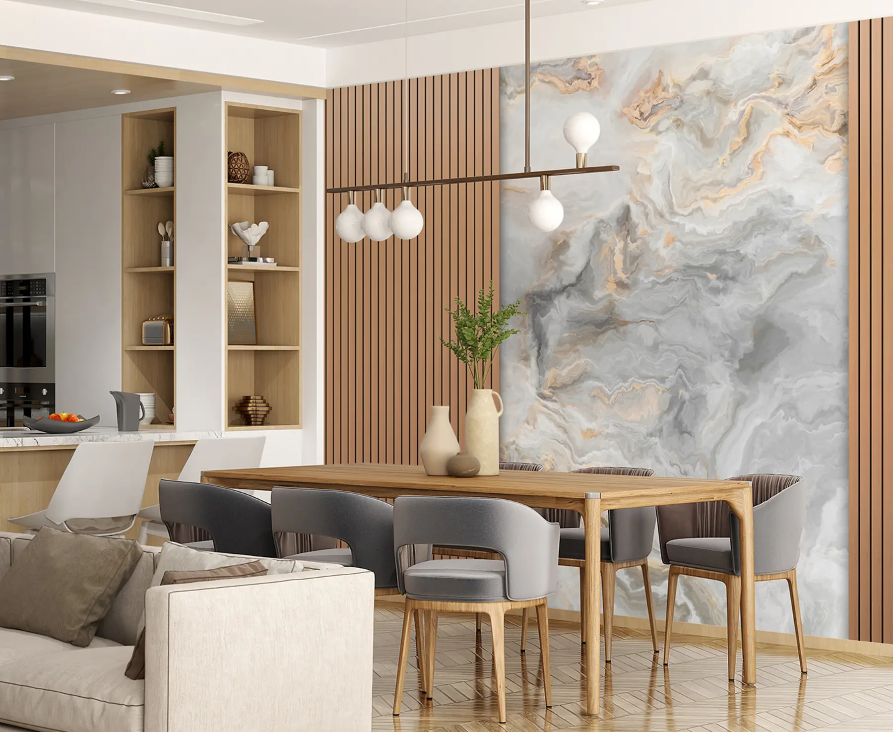 fototapet Lame de lemn cu marmură u97426