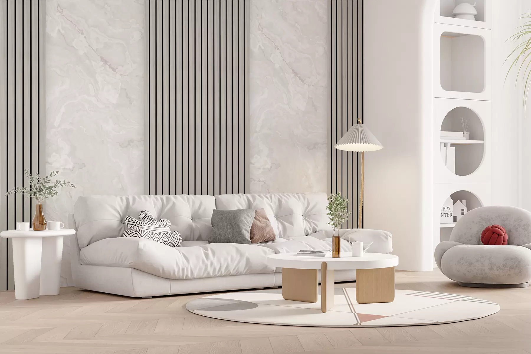 fototapet Lame de lemn cu marmură u97465