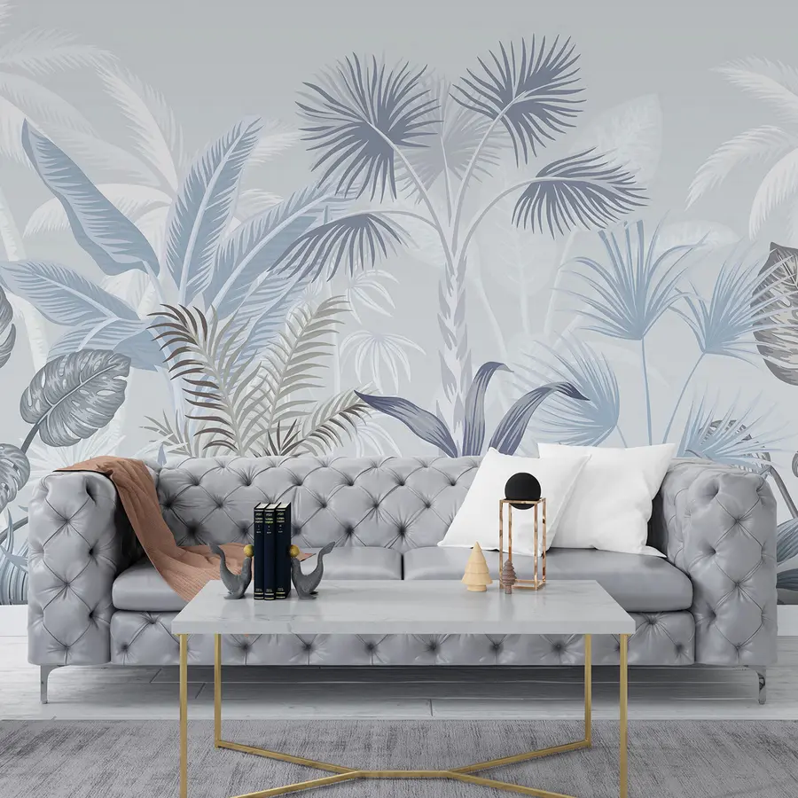 fototapet Vertebrate, plante și ramuri în culori albastre u06685v1