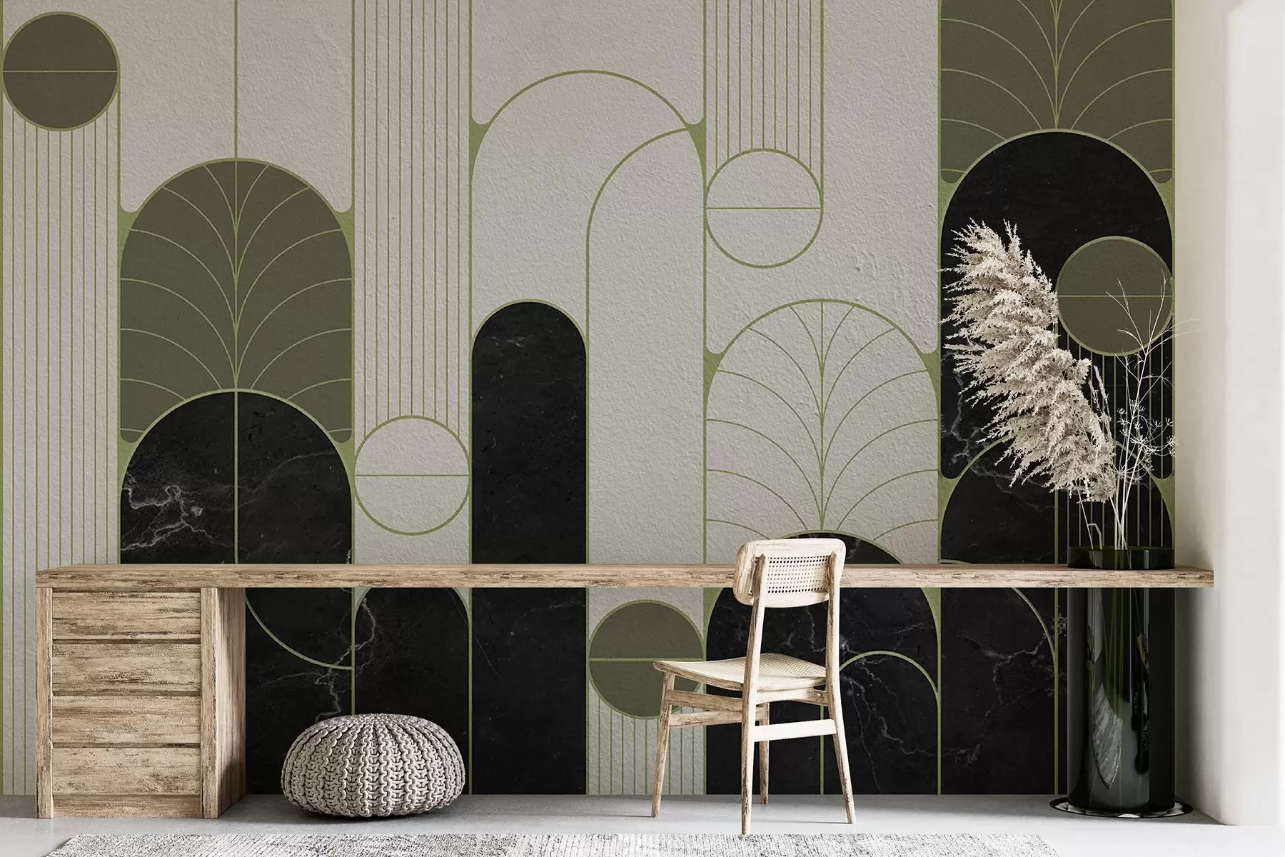 fototapet Arce în stilul Art Deco în culori verzi u73101v2