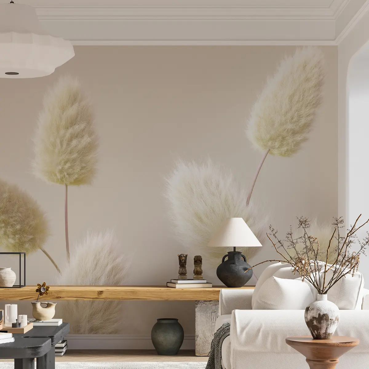 fototapet Trendy bej flori uscate în stil boho u98432v1