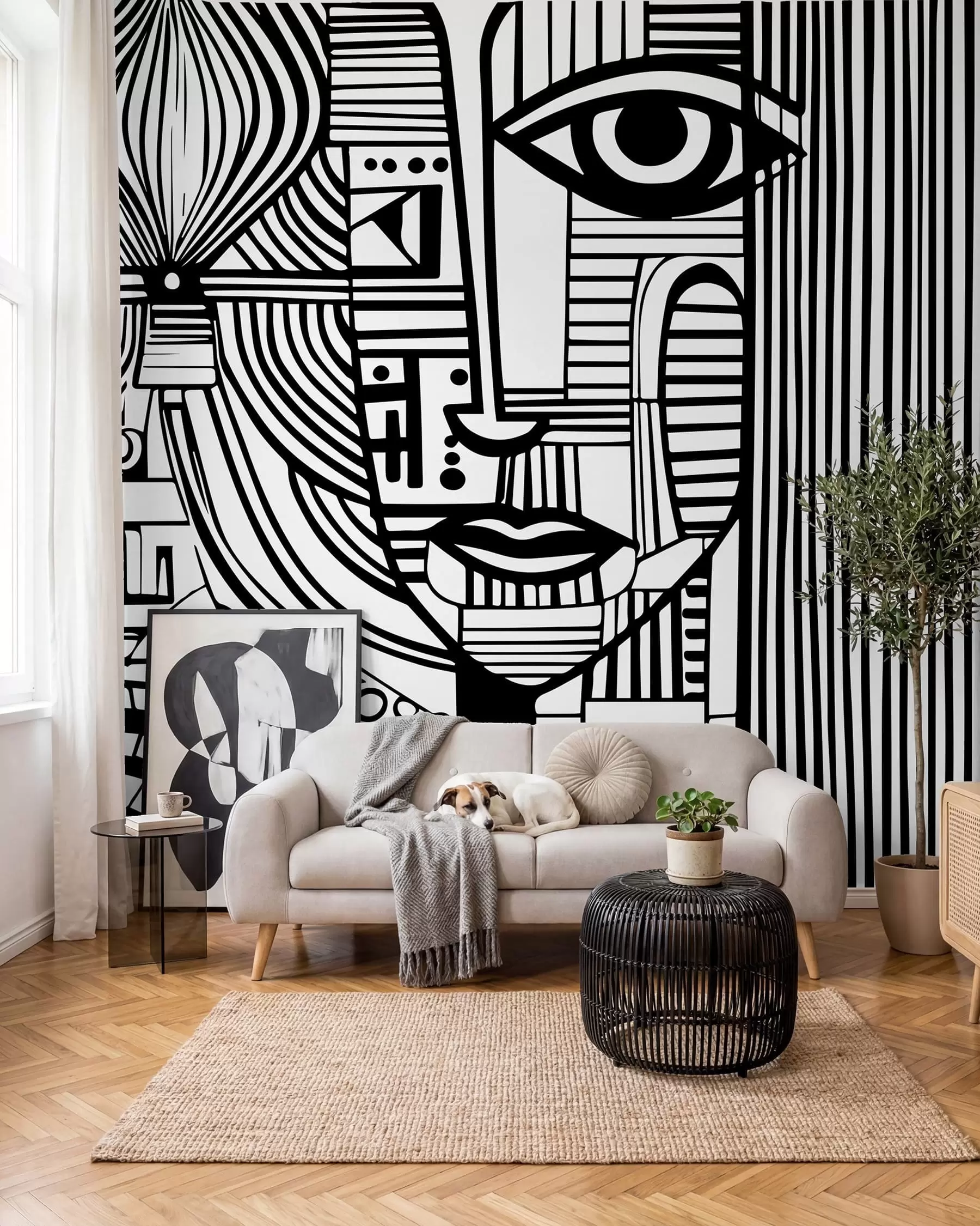 fototapet Față abstractă alb-negru u98714
