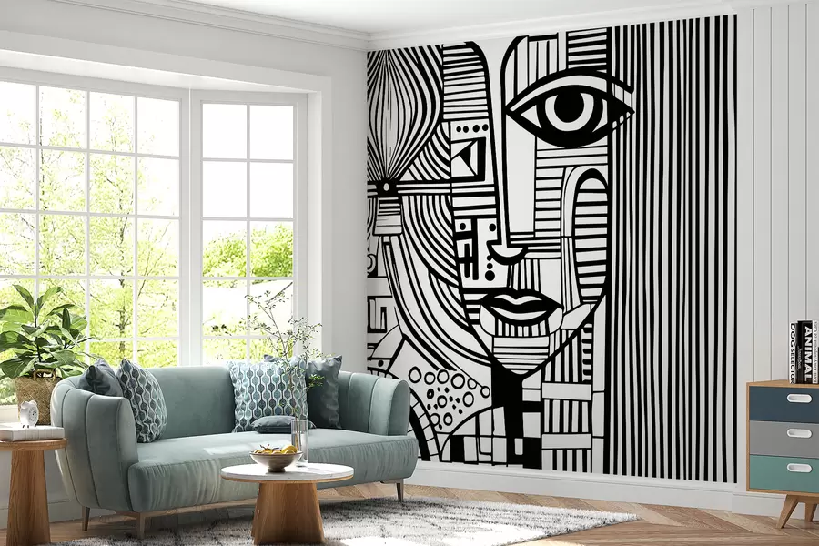 fototapet Față abstractă alb-negru u98714