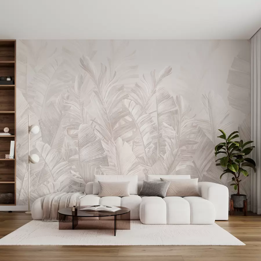 Tablouri Frunze tropicale bej la modă u98951