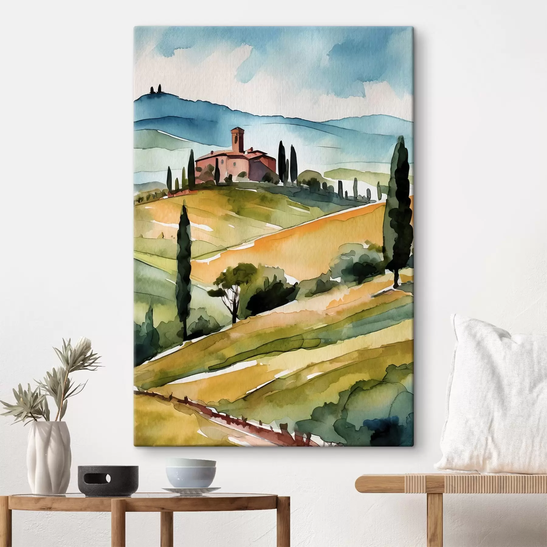 Tablouri peisaj italian, acuarelă, Toscana s36683