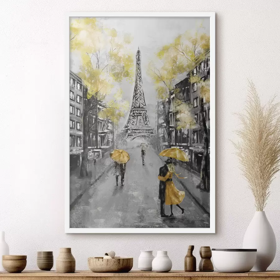 fototapet Paris sub umbrele galbene f34592