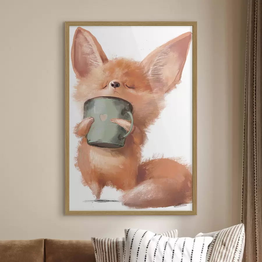fototapet Vulpe roșie și cafea f35008