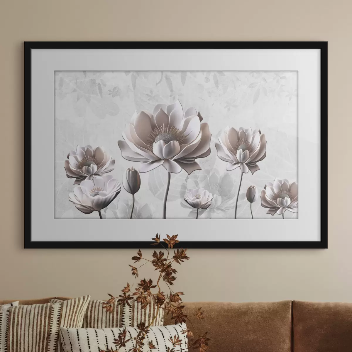 Poster Flori albe pe un fundal alb f35736