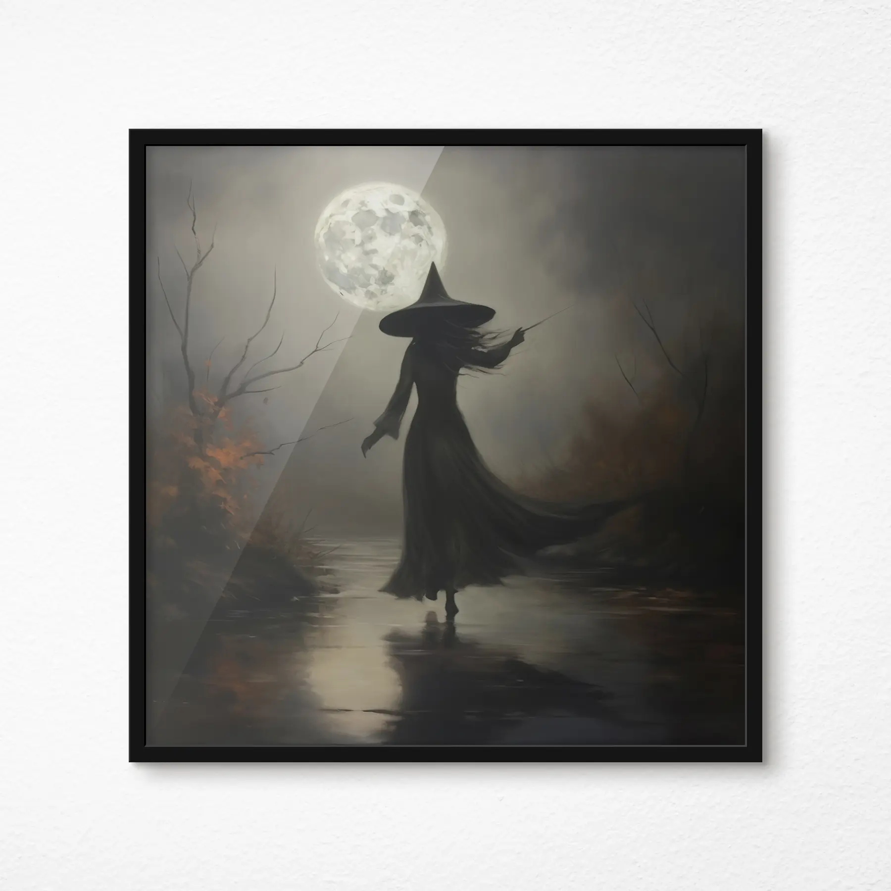 fototapet Halloween 🎃 Luna plină și o vrăjitoare f35970