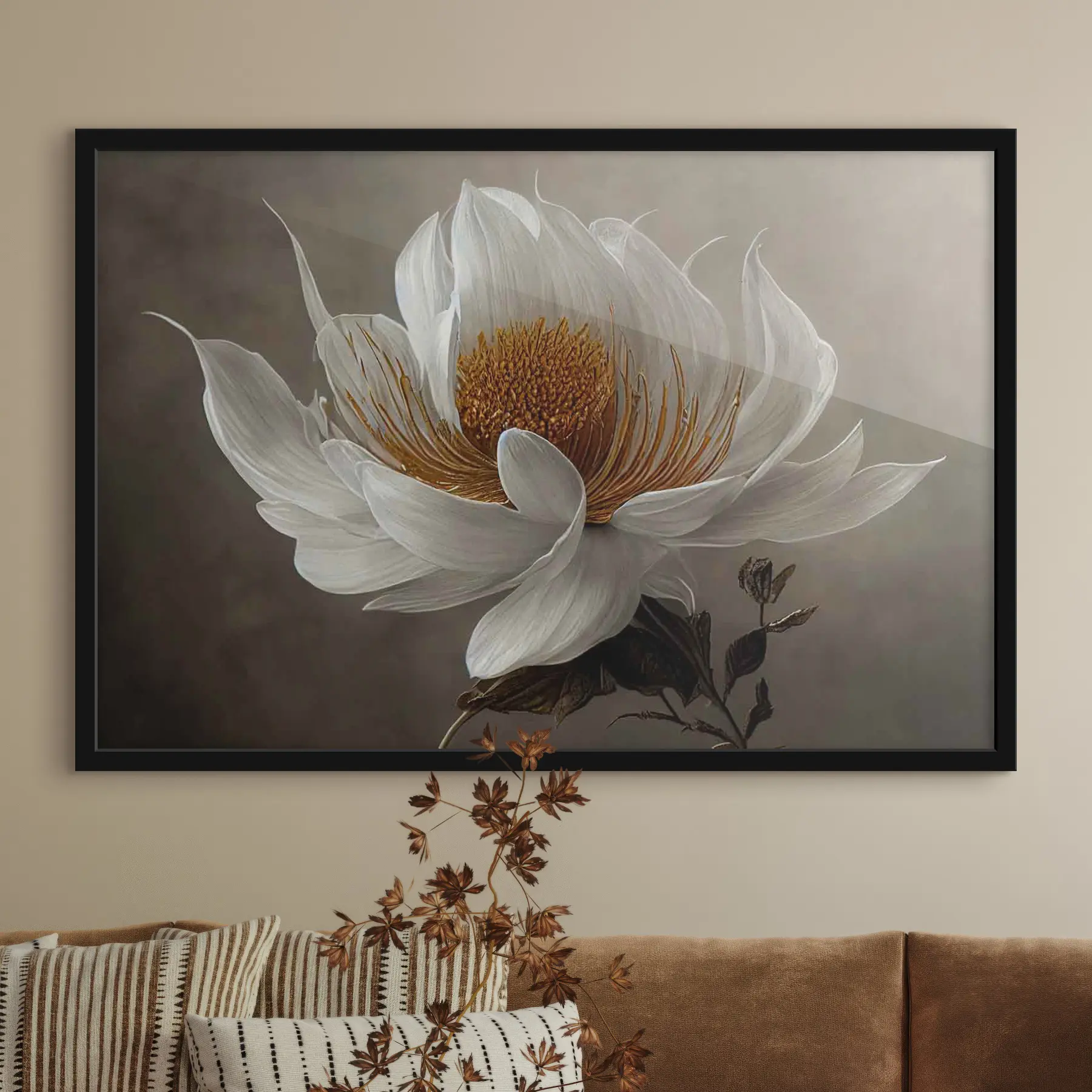 fototapet Floare albă pe un fundal gri f35725