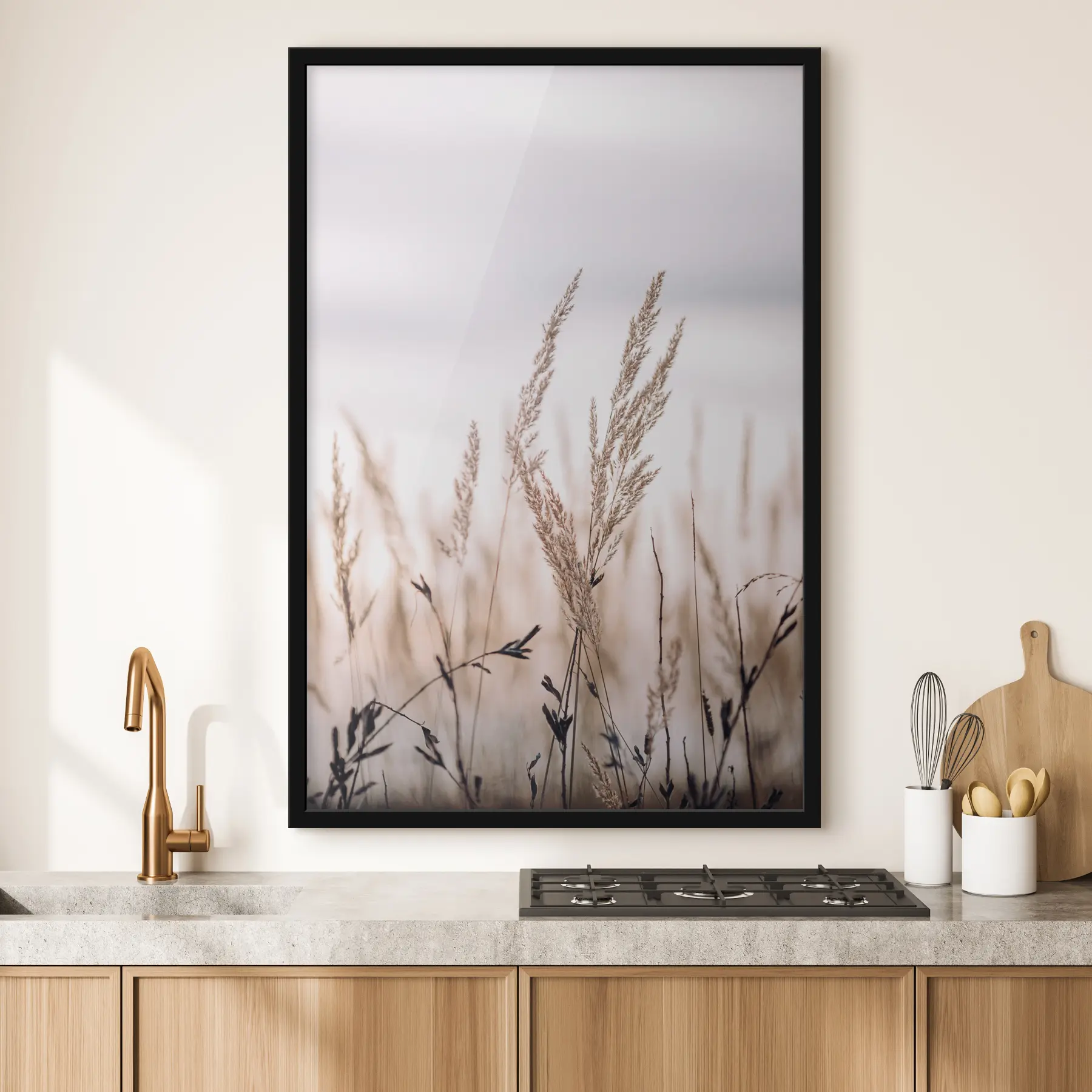 Tablouri Vedere de aproape a tulpinii de iarbă pe cer f33070