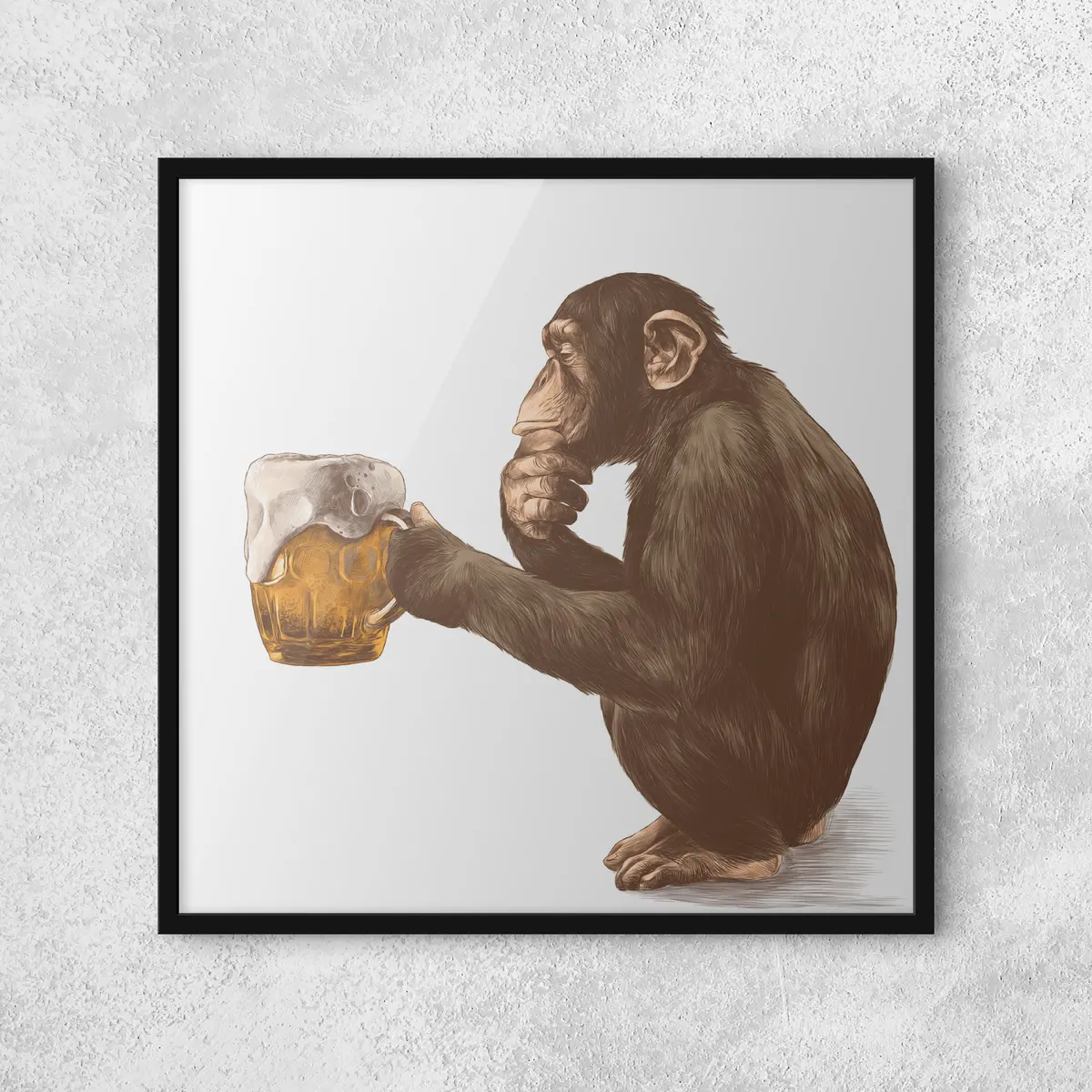 Poster Maimuță cu o bere f31304
