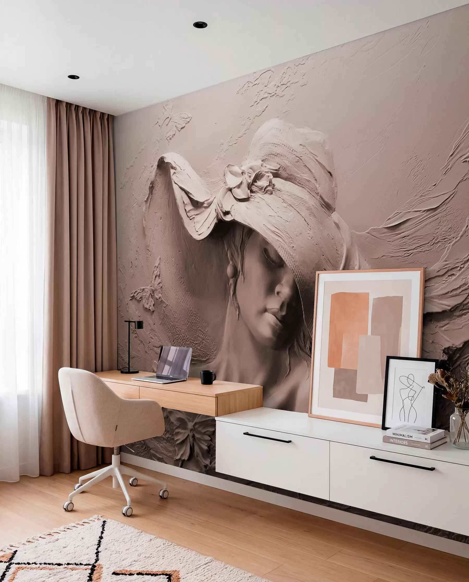 fototapet Doamnă sculptată în roz u62592v1