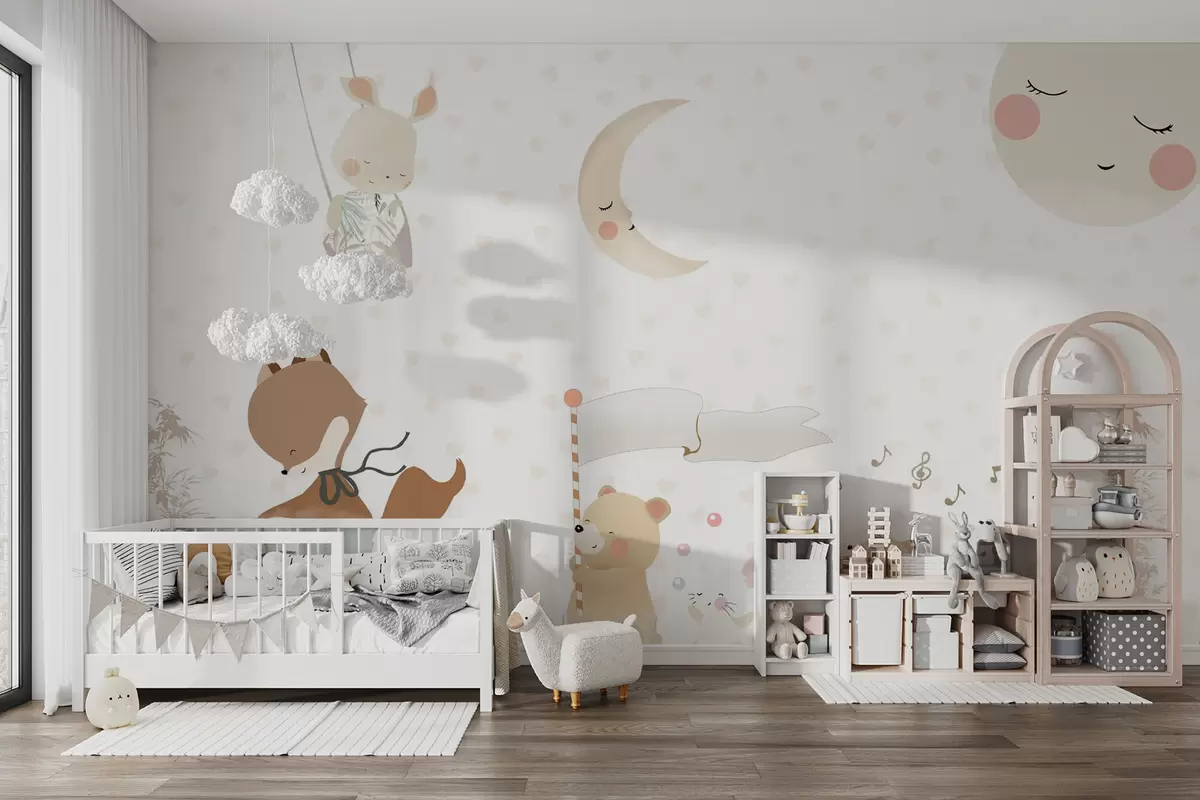 fototapet Wallpaper design cu animale drăguțe u99000