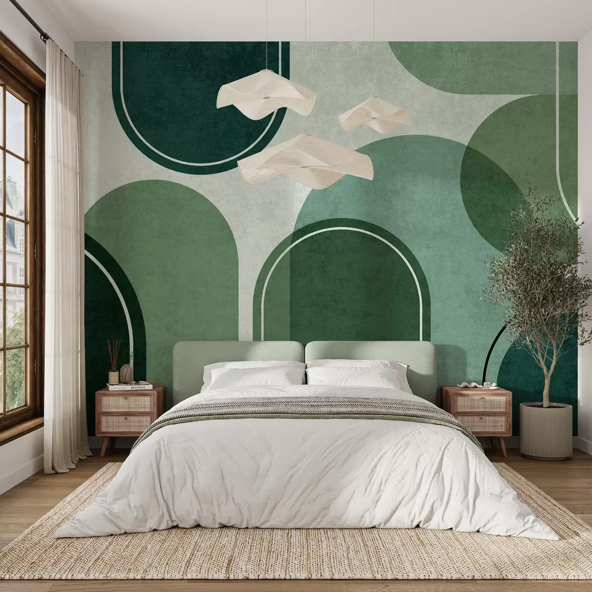 fototapet Arcuri geometrice în culoarea verde u99095v5