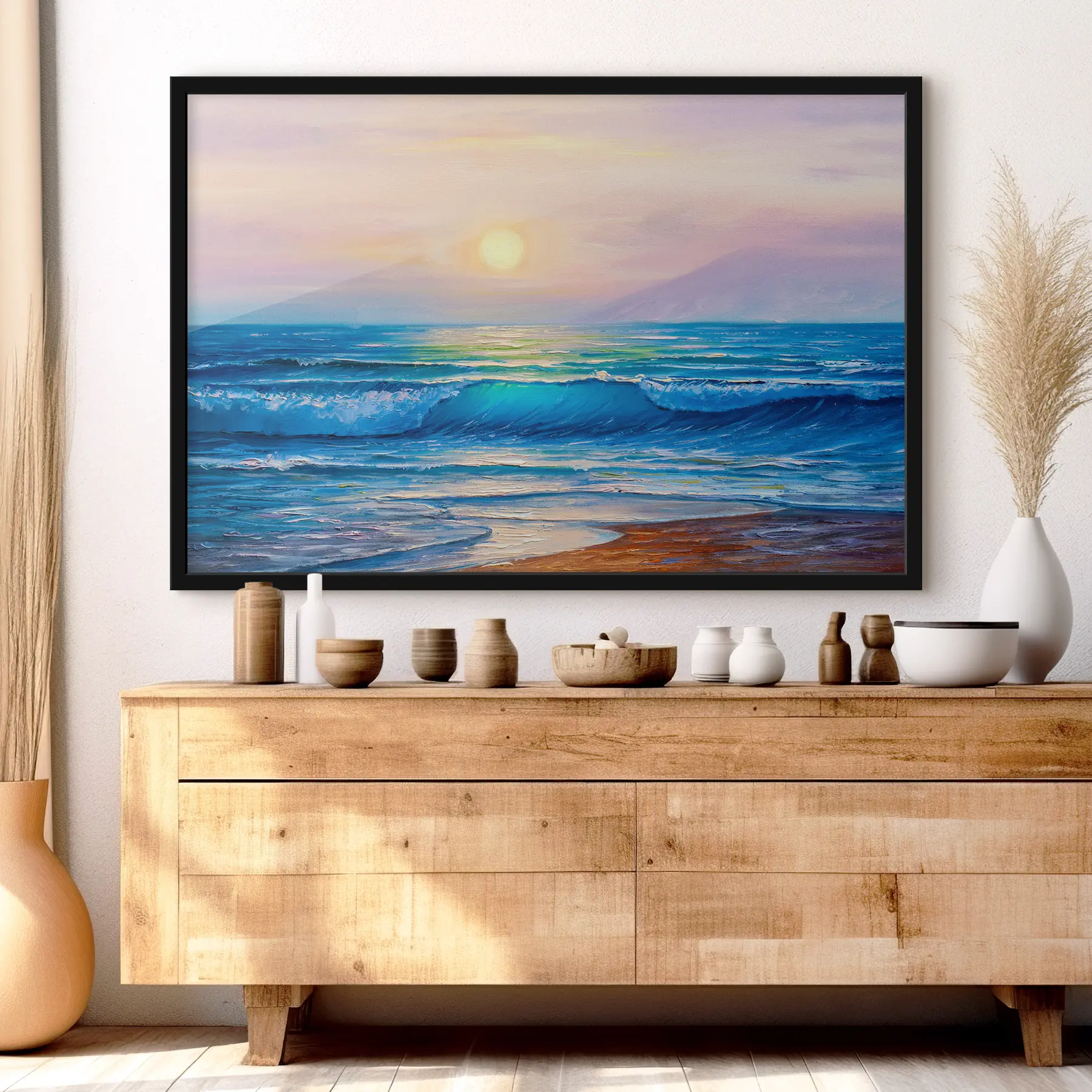 fototapet Apus de soare roz pe mare f35378