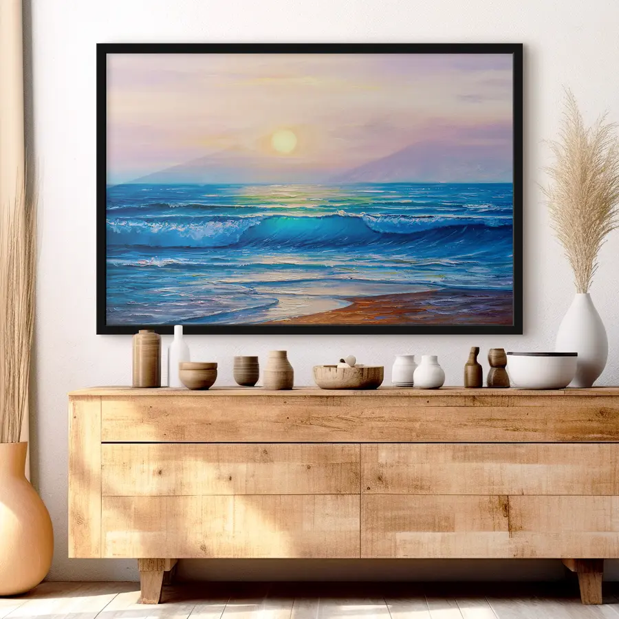 fototapet Apus de soare roz pe mare f35378