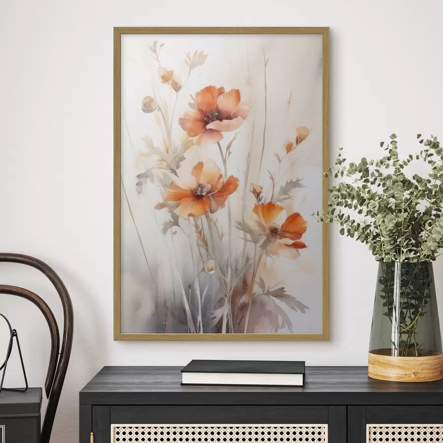 fototapet Vintage stil maci stil poppies f33649