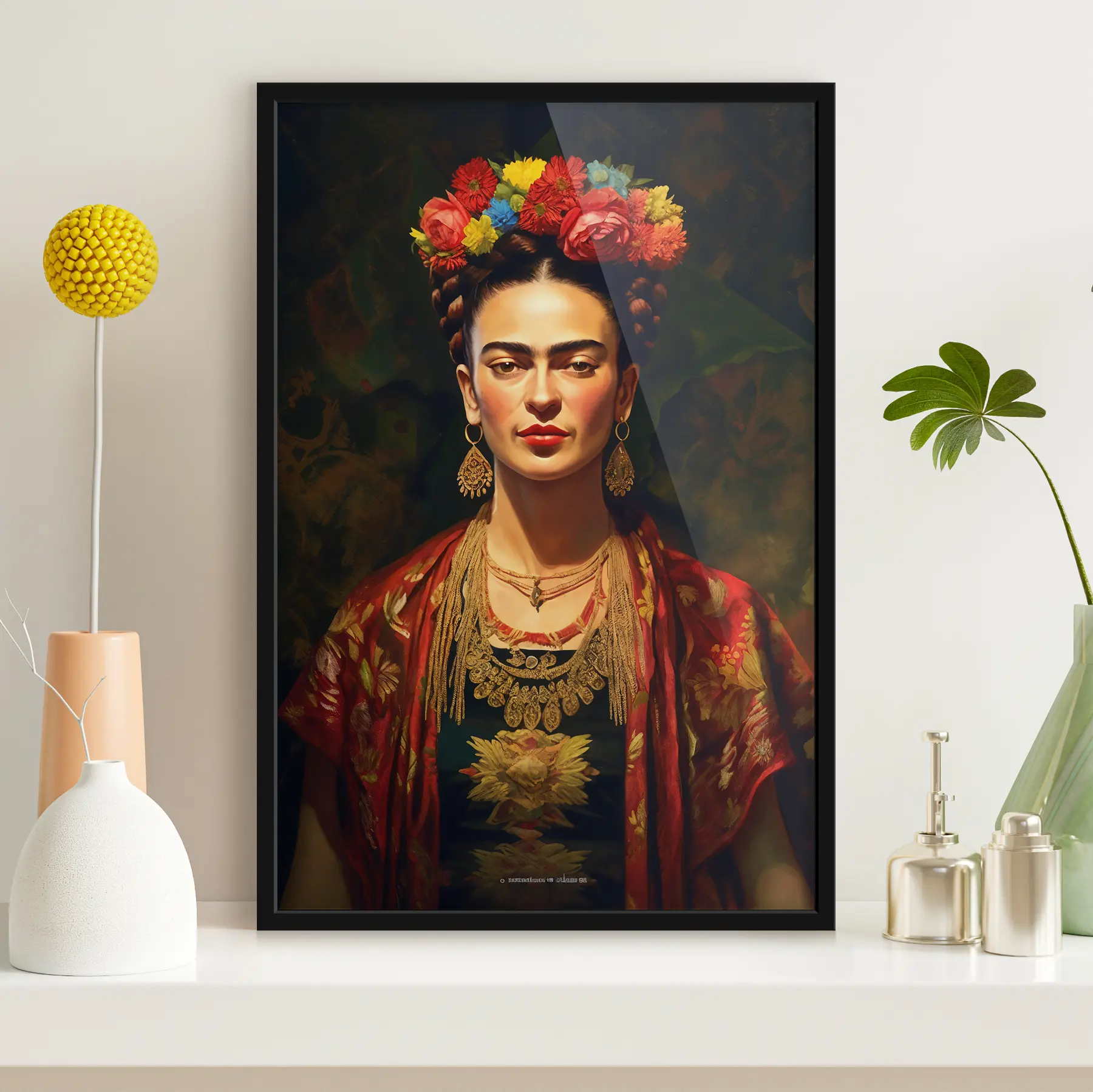 fototapet Frida Kahlo pe fundalul unei tapiserii de epocă f32864