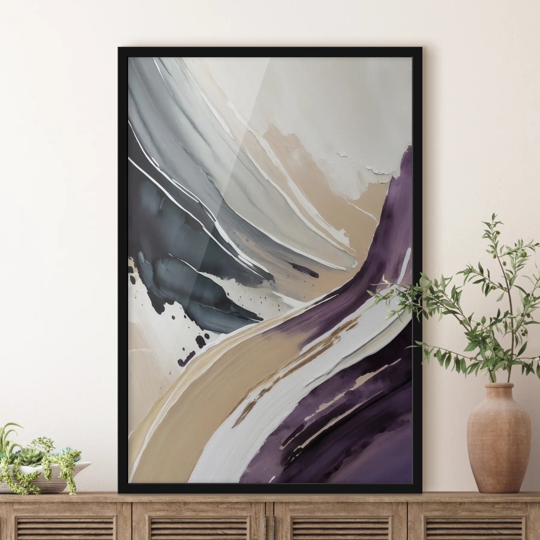 fototapet pictură acrilică abstractă, pensula accident vascular cerebral, textura de vopsea, bej, violet, albastru f36504