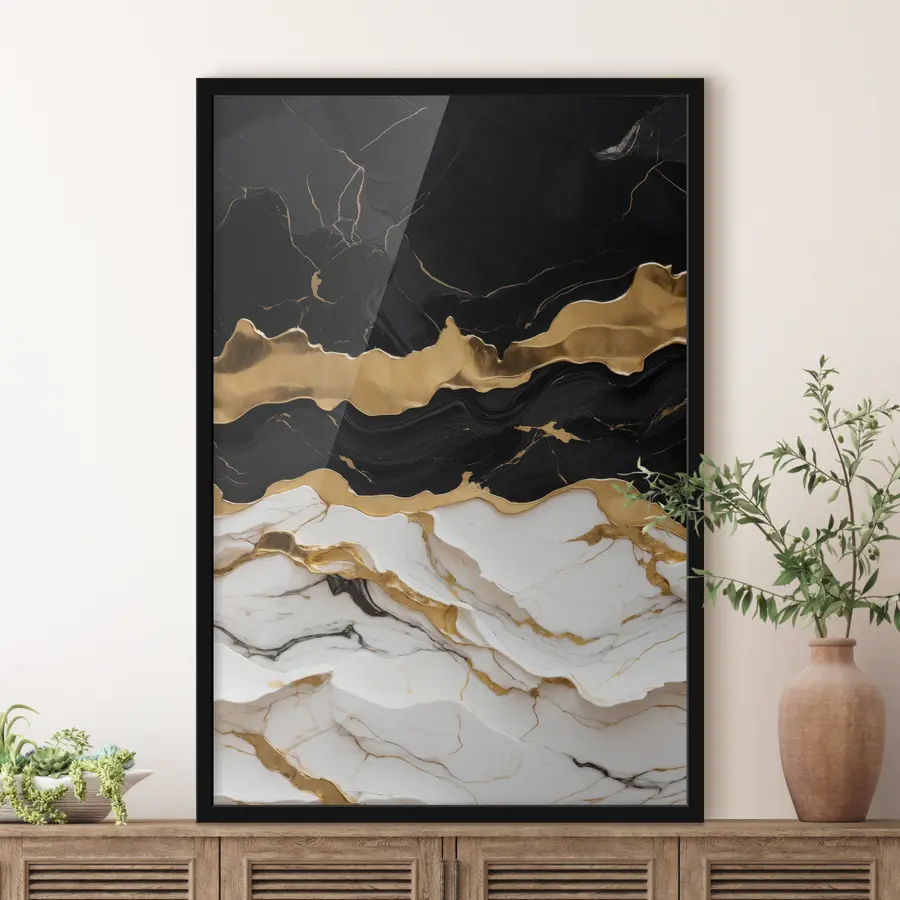 fototapet Abstracție alb-negru pe marmură cu o linie f36636