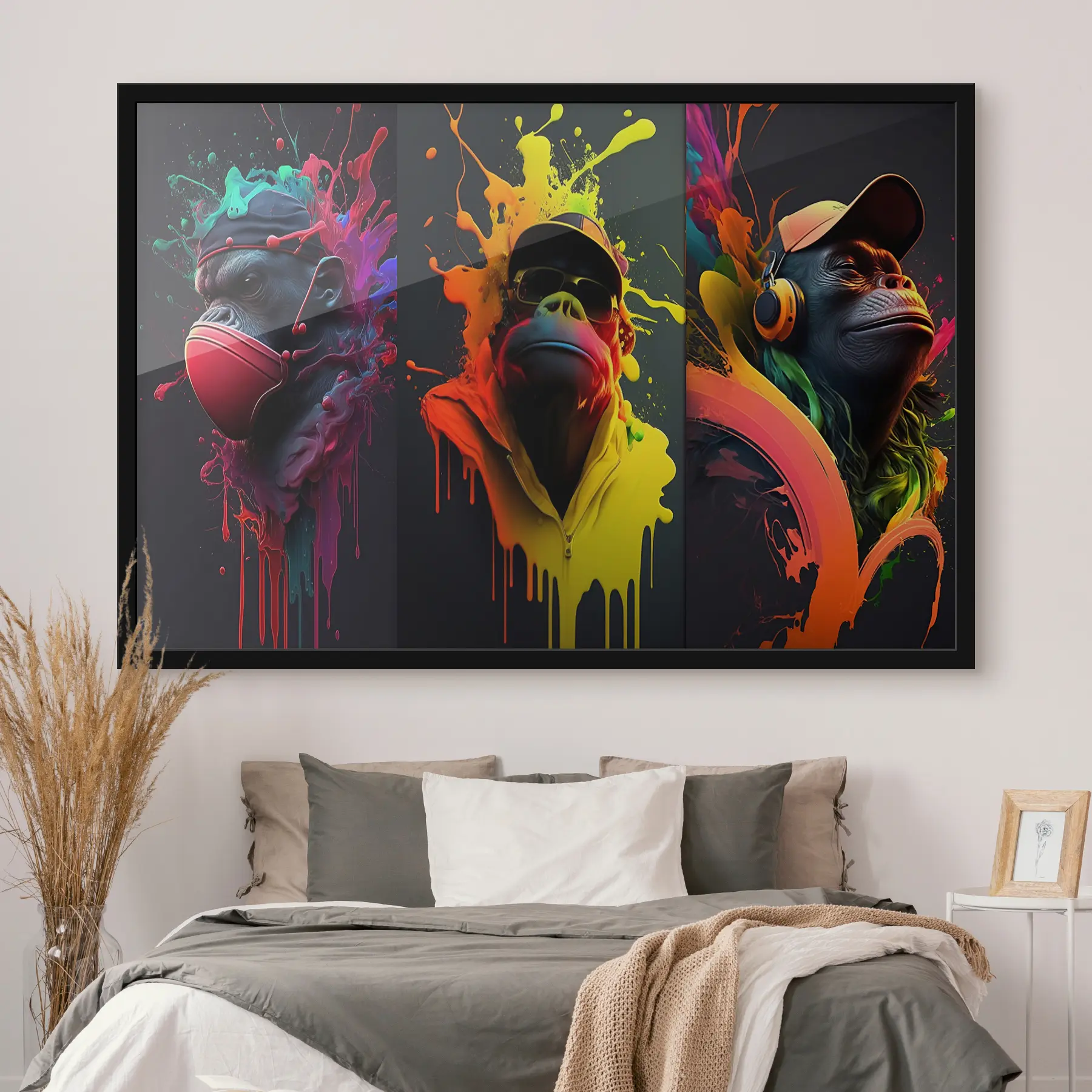 Tablouri Trio de gorile pe un fundal luminos f34885