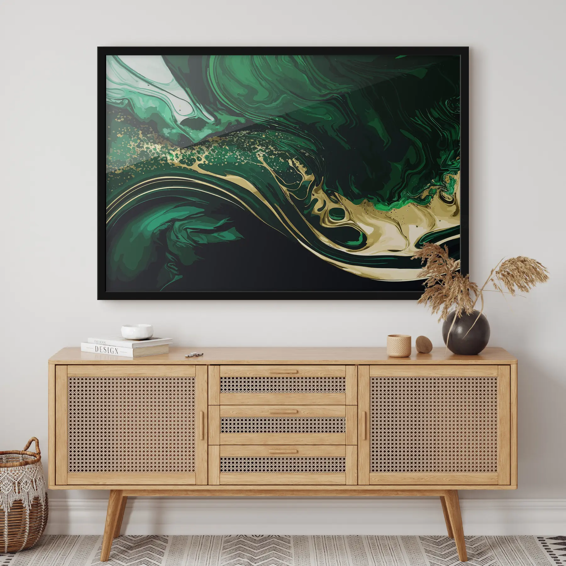 fototapet Fundal verde acuarelă cu vene strălucitoare f35444