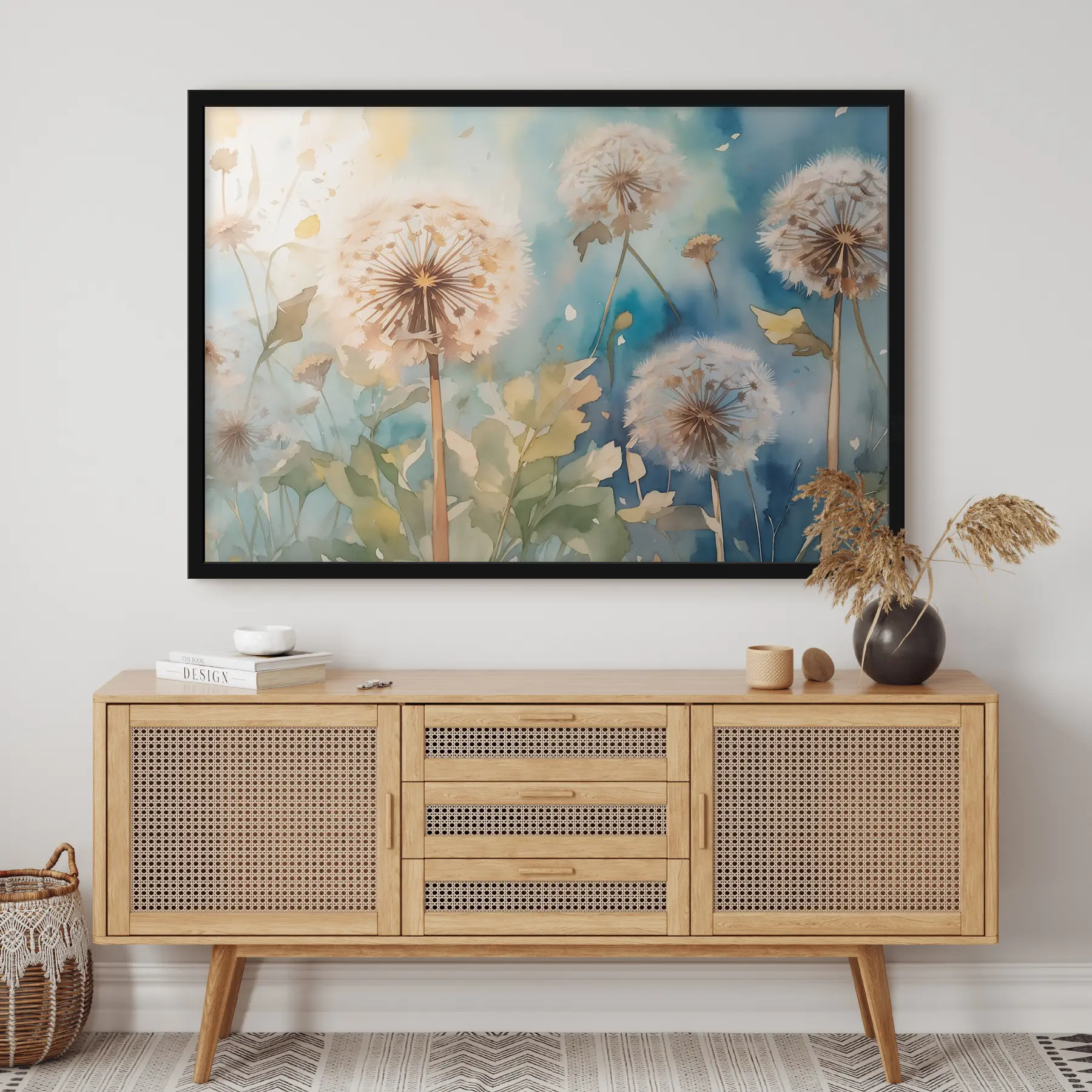 fototapet Un câmp de păpădii în acuarelă f35839