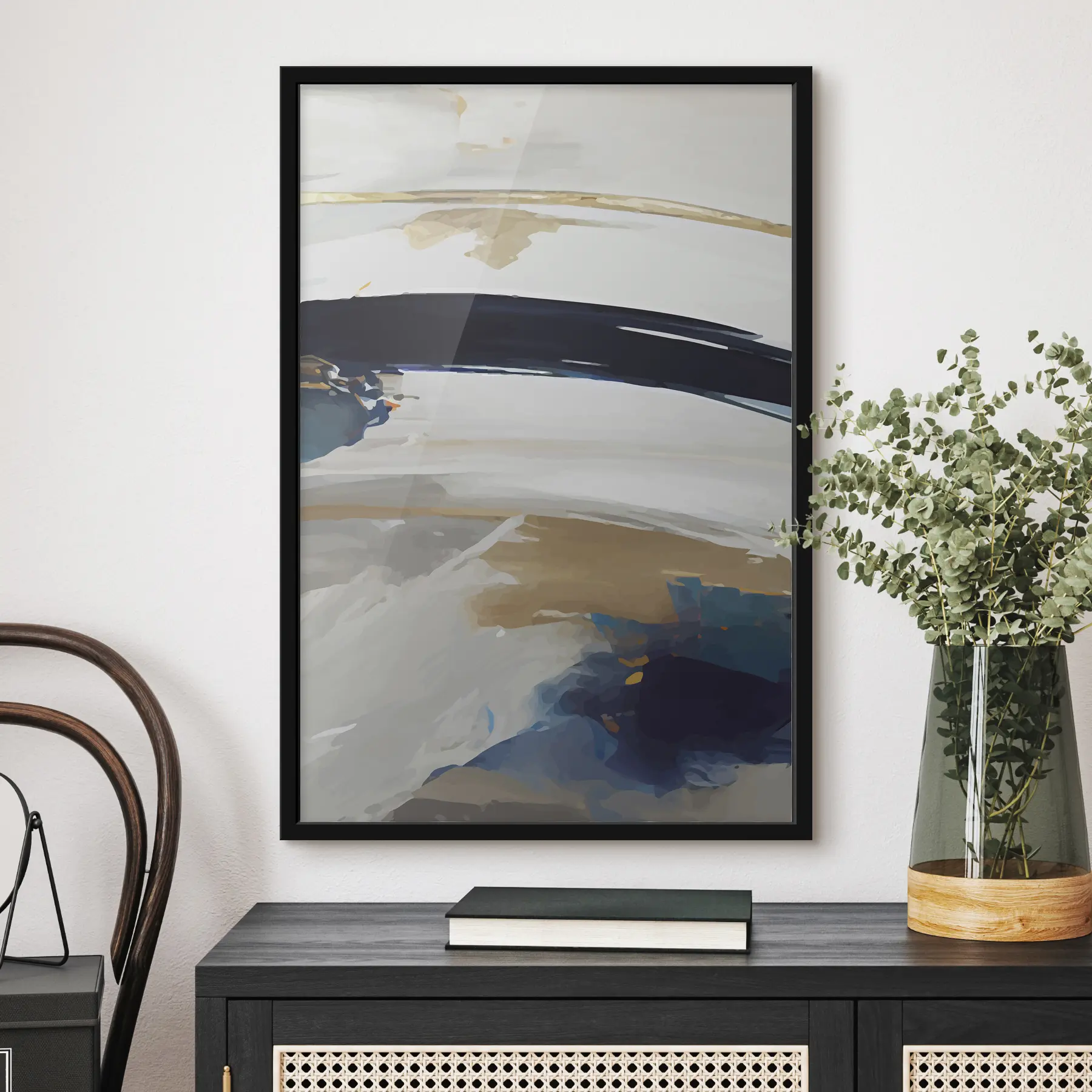 fototapet Abstracție expresivă gri și albastru f36620