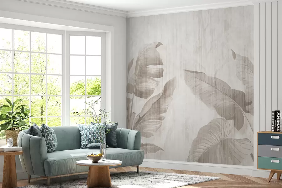 fototapet Frunze tropicale în stil grunge u00299d1