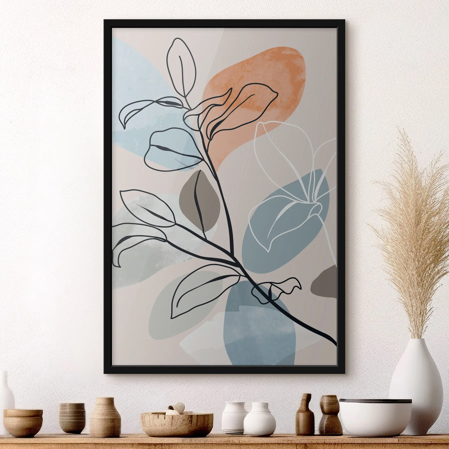 fototapet Acuarelă frunze în stil boho f36817