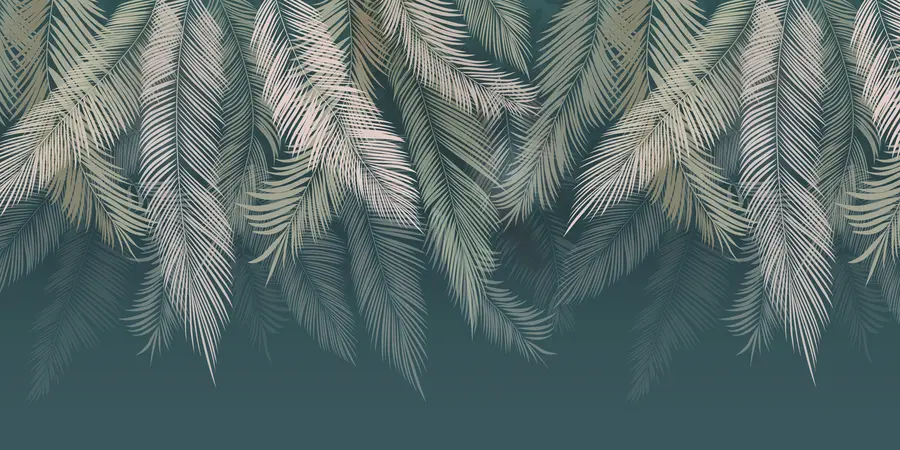 fototapet Frunze de palmier pe un fundal verde închis u48556v2d2